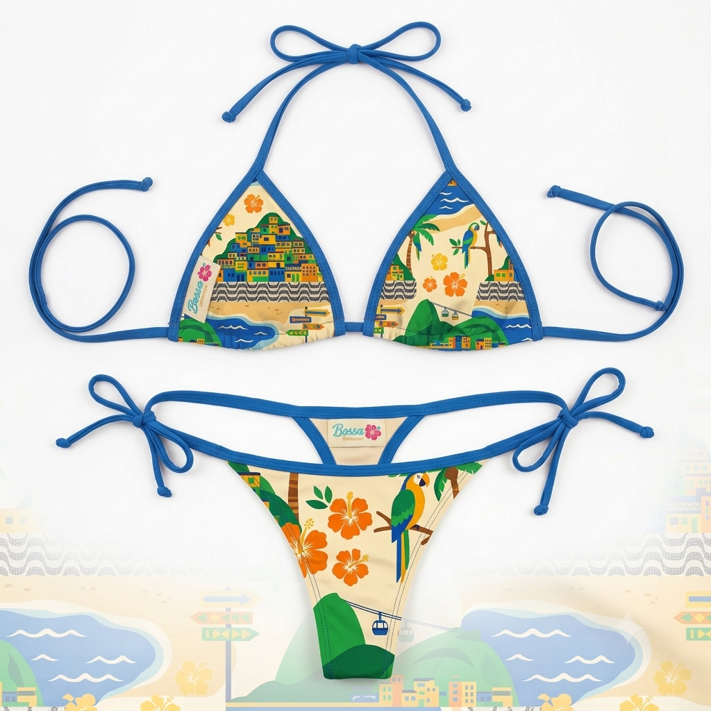 Carioca Vibe Blue Conjunto de Biquíni estilo Brasileño 2 piezas