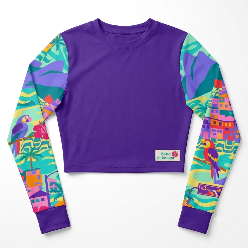 My Rio Purple Top manga larga cropped