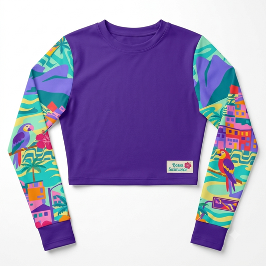 My Rio Purple Top manga larga cropped